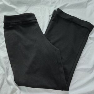 New York & Company Black Crop Rolled Hem Stretchy Wide Leg Elastic Stretch Pants